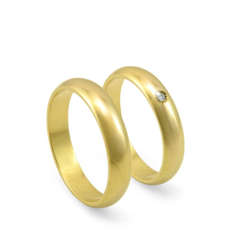 ALIANÇA DE OURO 18KL PESO 4,8 GRAMAS E LARGURA DE 4,0MM INTERNO RETO C/01 PEDRA ZIRCÔNIA