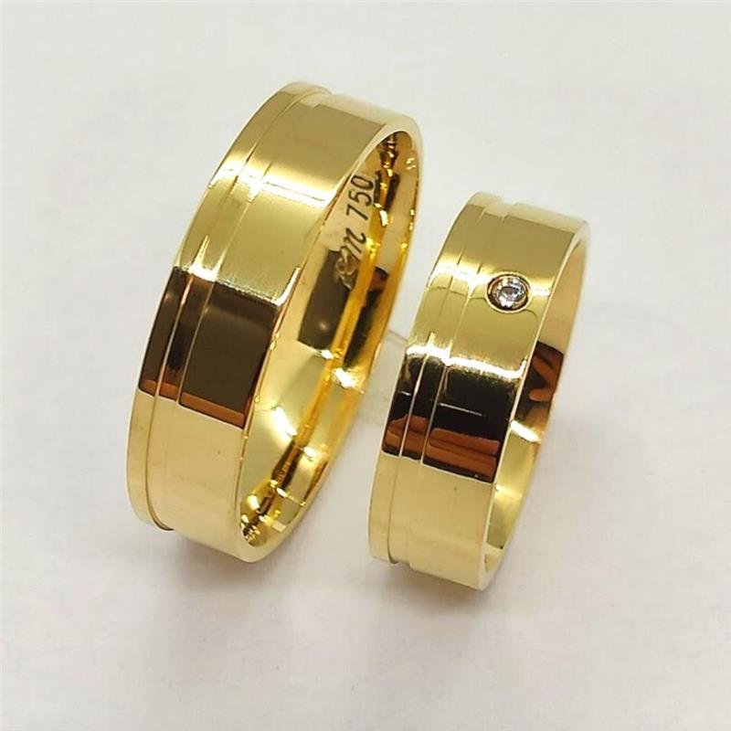 ALIANÇA DE OURO 18KL PESO 7,5 GRAMAS E LARGURA DE 6,0MM ANATÔMICA QUADRADA C/01 FRISO DE 1MM