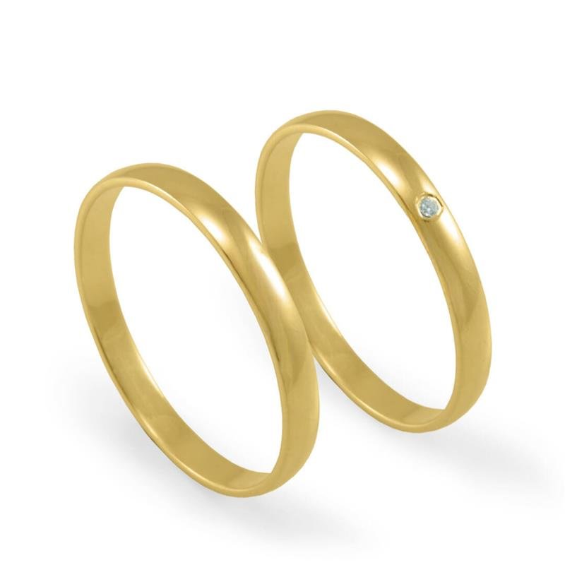 ALIANÇA DE OURO 18KL PESO 1,5 GRAMAS E LARGURA DE 3,0MM C/01 PEDRA TRADICIONAL