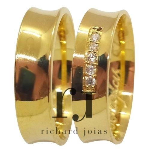 ALIANÇA DE OURO 18KL PESO 4,0 GRAMAS E LARGURA DE 5,0MM ANATÔMICA CONCAVA