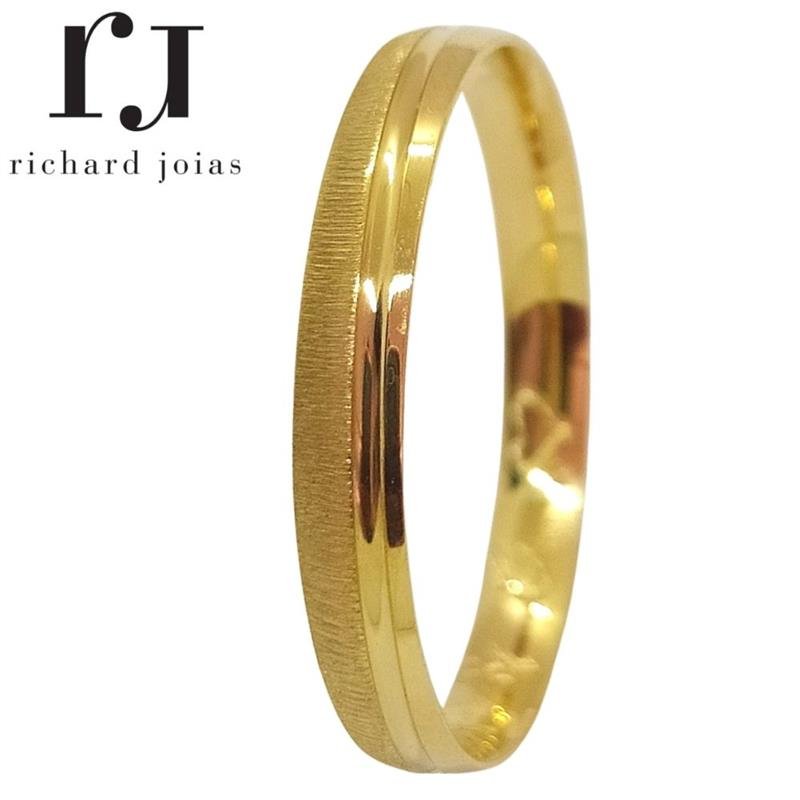ALIANÇA DE OURO 18KL PESO 2,0 GRAMAS E LARGURA DE 3,0MM ANATÔMICA ABAULADA C/METADE FOSCA