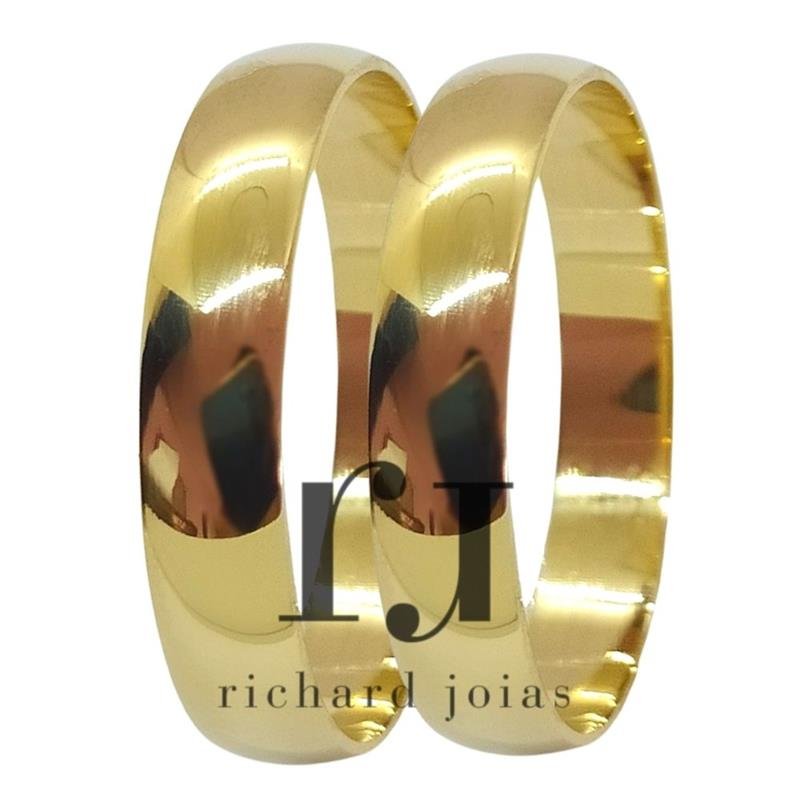 ALIANÇA DE OURO 18KL PESO 2,5 GRAMAS E LARGURA DE 4,0MM ABAULADA SEMI-ANATÔMICA