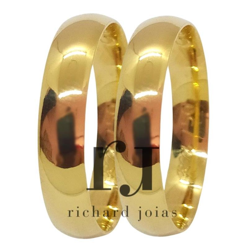 ALIANÇA DE OURO 18KL PESO 3,0 GRAMAS E LARGURA DE 4,0MM ANATÔMICA ABAULADA