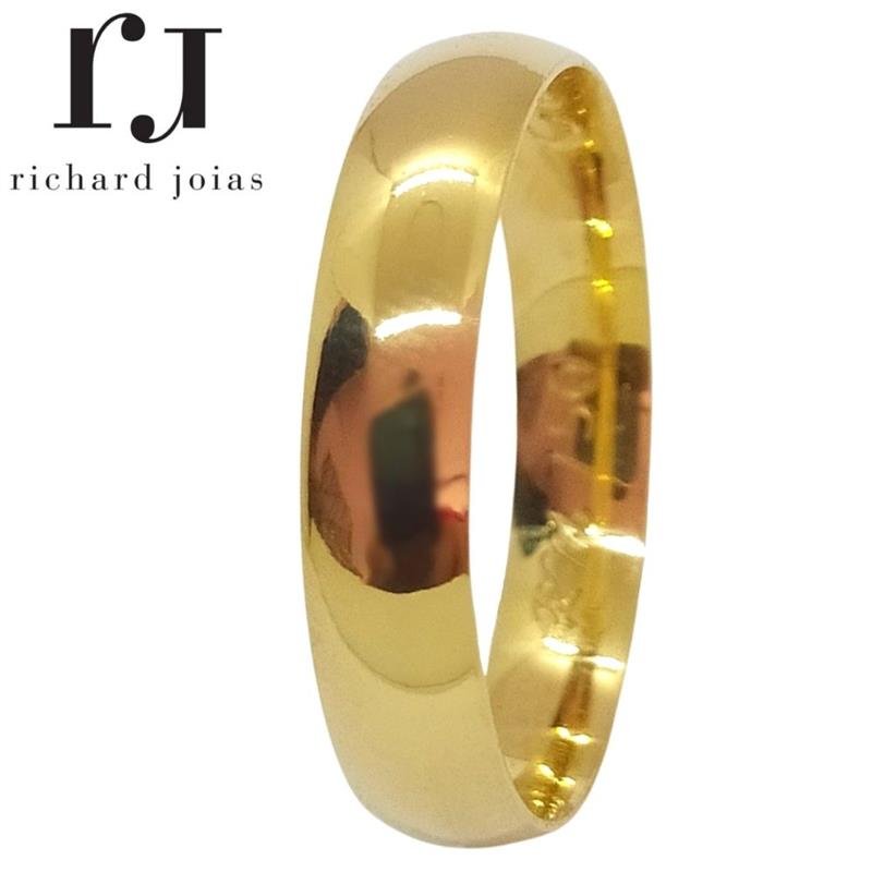 ALIANÇA DE OURO 18KL PESO 3,0 GRAMAS E LARGURA DE 4,0MM ANATÔMICA ABAULADA