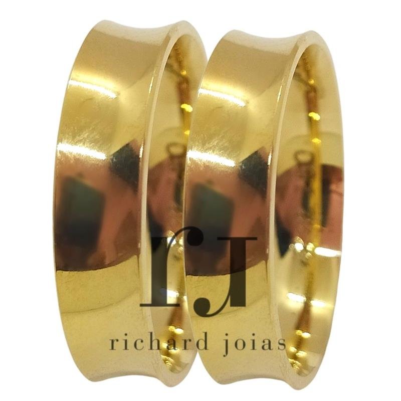 ALIANÇA DE OURO 18KL PESO 2,3 GRAMAS E LARGURA DE 5,0MM ANATÔMICA CONCAVA