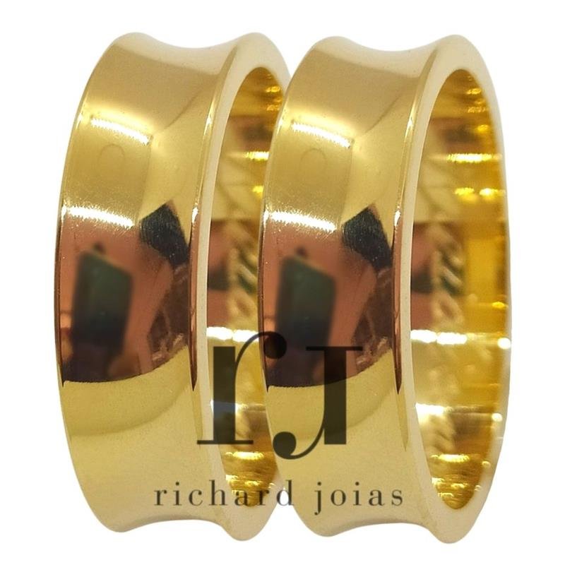 ALIANÇA DE OURO 18KL PESO 3,5 GRAMAS E LARGURA DE 6,0MM SEMI-ANATÔMICA CONCAVA