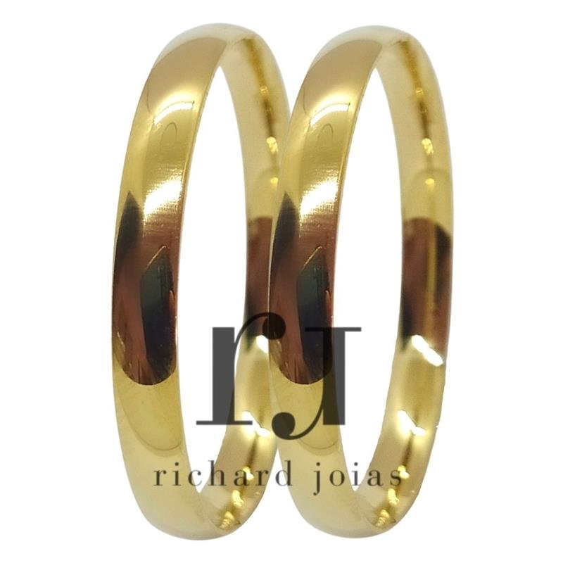ALIANÇA DE OURO 18KL PESO 2,0 GRAMAS E LARGURA DE 3,0MM ANATÔMICA ABAULADA