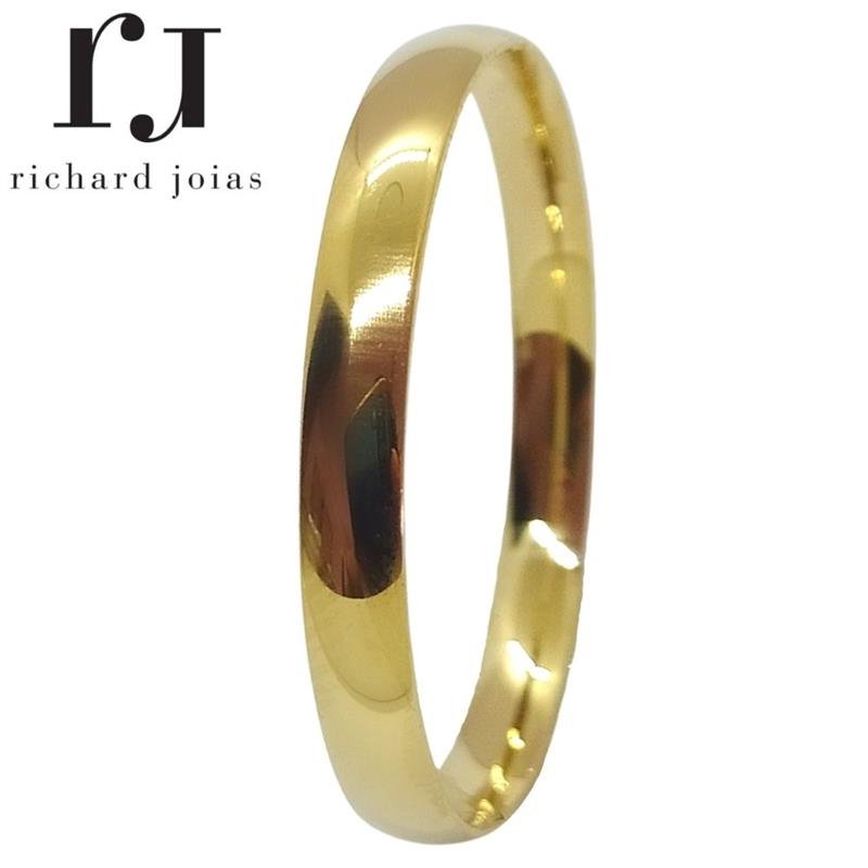 ALIANÇA DE OURO 18KL PESO 2,0 GRAMAS E LARGURA DE 3,0MM ANATÔMICA ABAULADA