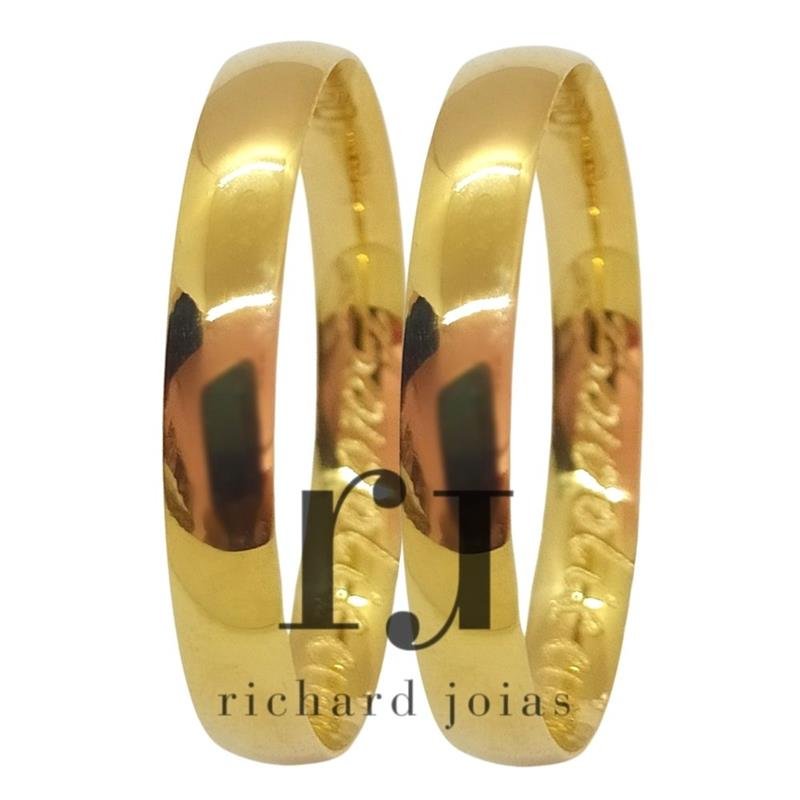 ALIANÇA DE OURO 18KL PESO 2,0 GRAMAS E LARGURA DE 3,5MM ANATÔMICA ABAULADA