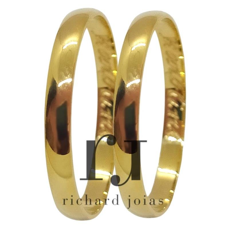 ALIANÇA DE OURO 18KL PESO 1,3 GRAMAS E LARGURA DE 2,5MM SEMI-ANATÔMICA ABAULADA