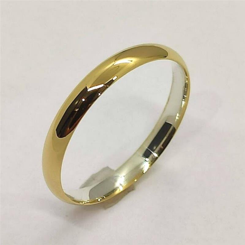ALIANÇA DE PRATA ENCAPADA C/OURO 18KL 3,0MM ABAULADA