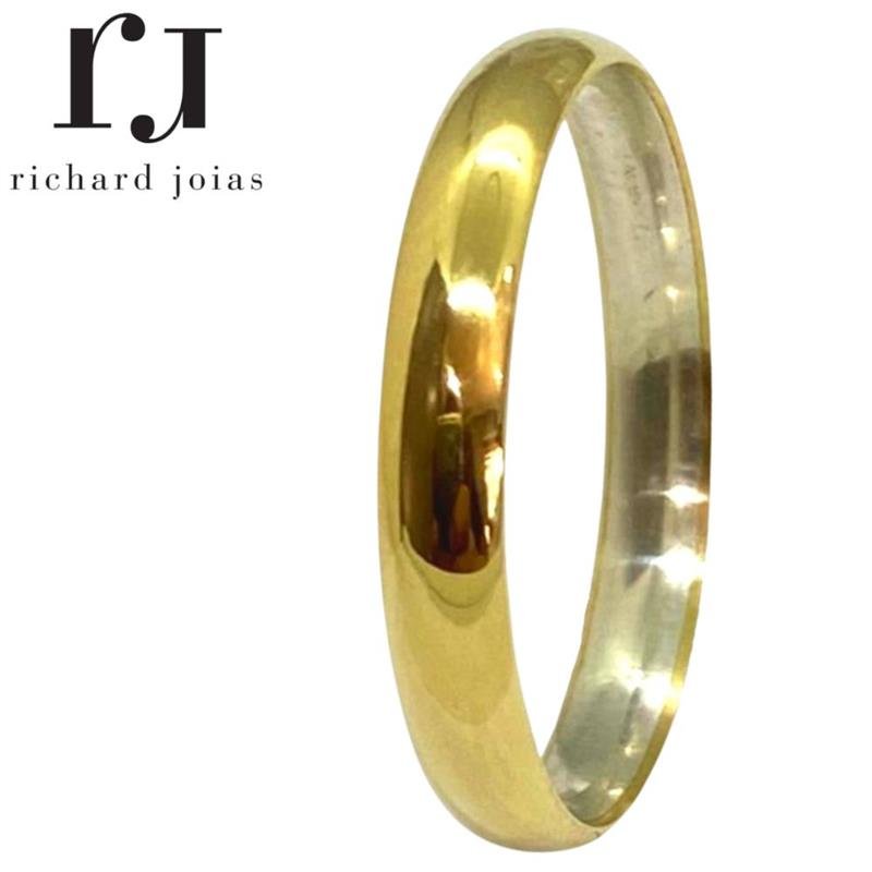 ALIANÇA DE PRATA ENCAPADA C/OURO 18KL 3,0MM ABAULADA