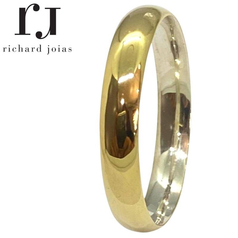 ALIANÇA DE PRATA ENCAPADA C/OURO 18KL 4,0MM ABAULADA