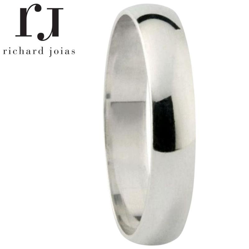 ALIANÇA DE PRATA 4,2MM ABAULADA C/ INTERNO RETO