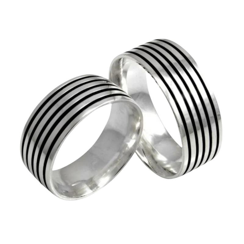 ALIANÇA DE PRATA 8,0MM ANATÔMICA QUADRADA C/05 FISOS ENVELHECIDO