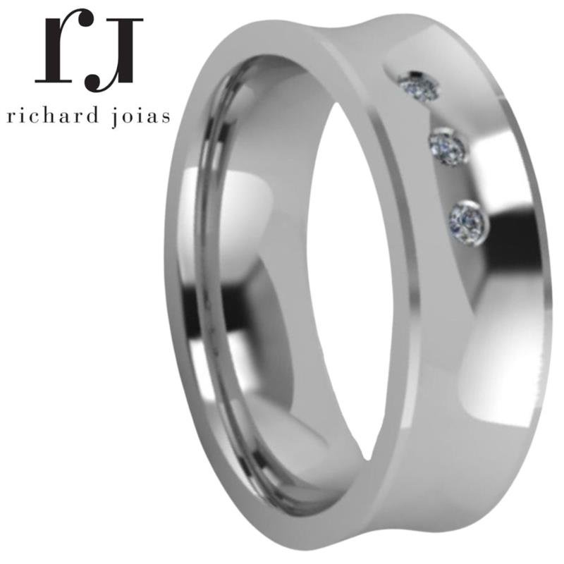 ALIANÇA DE PRATA 6,0MM ANATÔMICA CONCAVA