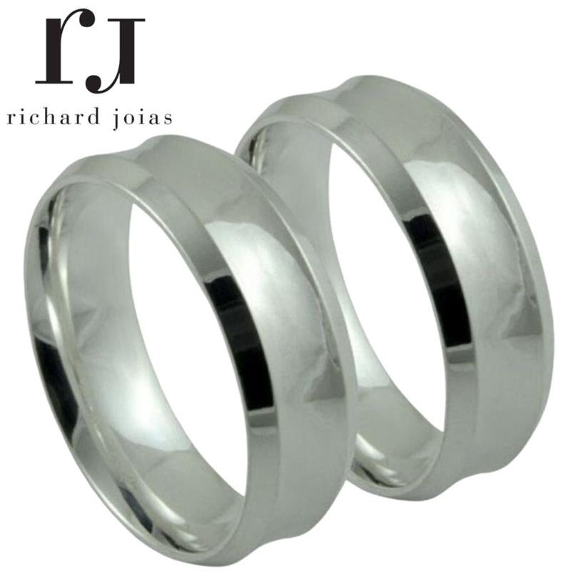 ALIANÇA DE PRATA 7,0MM ANATÔMICA CONCAVA