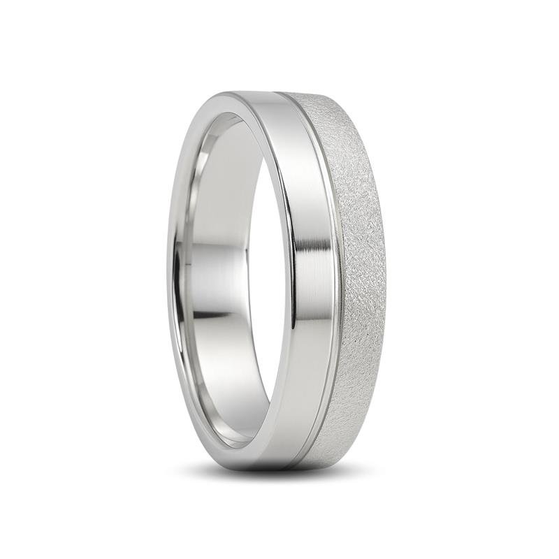 ALIANÇA DE PRATA 6,0MM ANATÔMICA METADE POLIDA E METADE DIAMANTADA C/ 01 FRISO 0,50