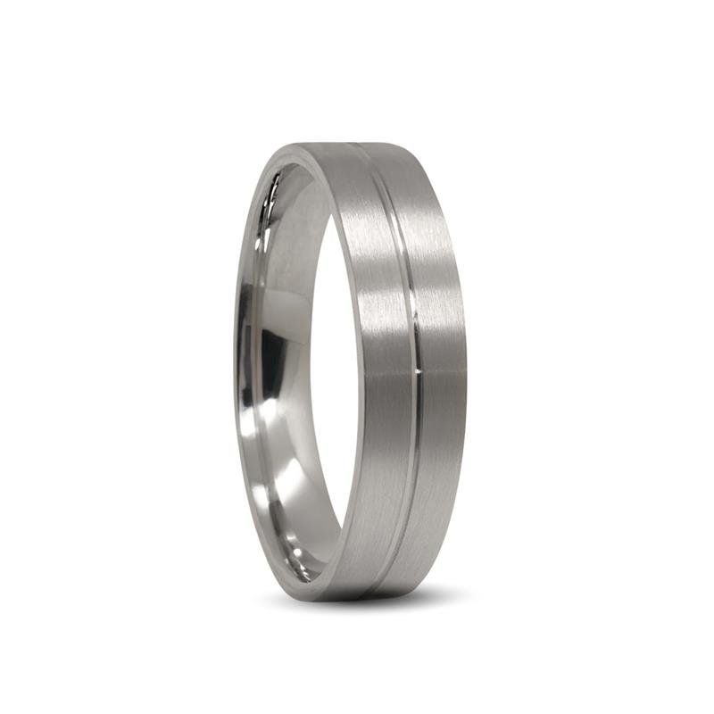 ALIANÇA DE PRATA 4,3MM ANATÔMICA QUADRADA FOSCA C/01 FRISO 0,50