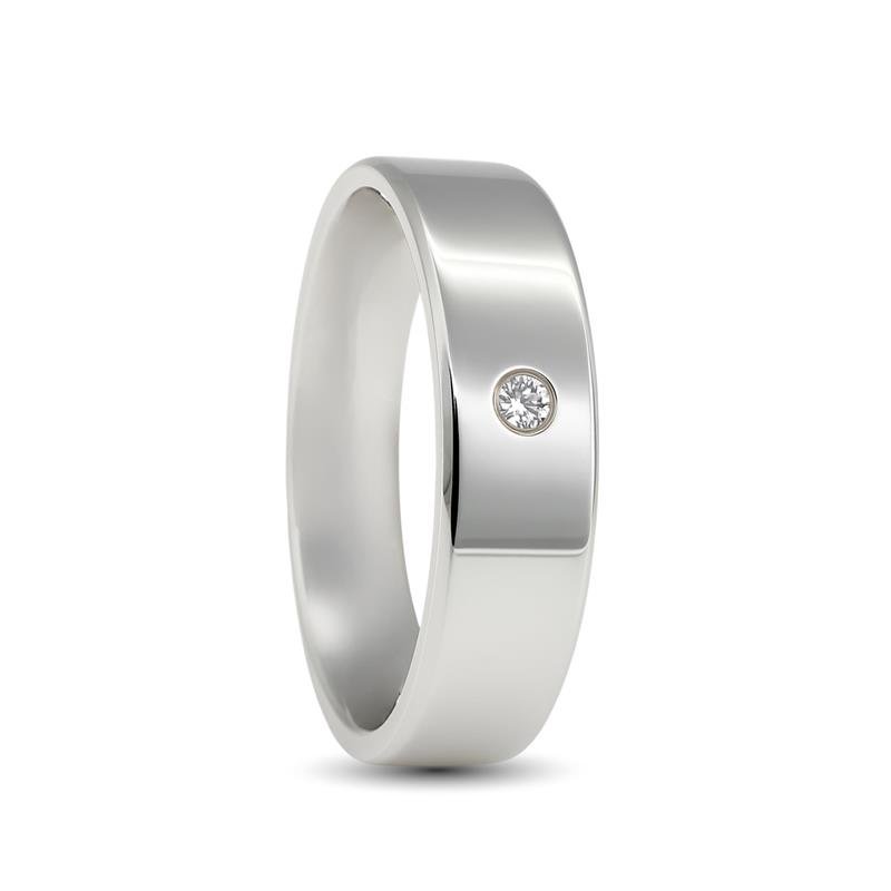 ALIANÇA DE PRATA 6,0MM ANATÔMICA CHANFRADA C/01 PEDRA