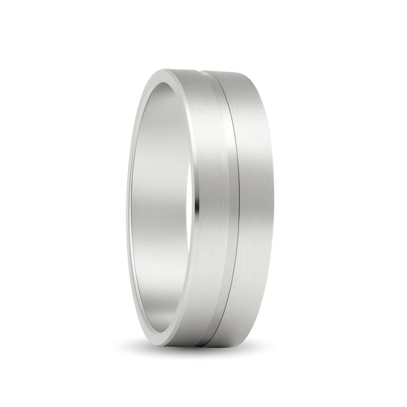 ALIANÇA DE PRATA 6,0MM ANATÔMICA QUADRADA FOSCA C/ 01 FRISO 1MM CENTRAL