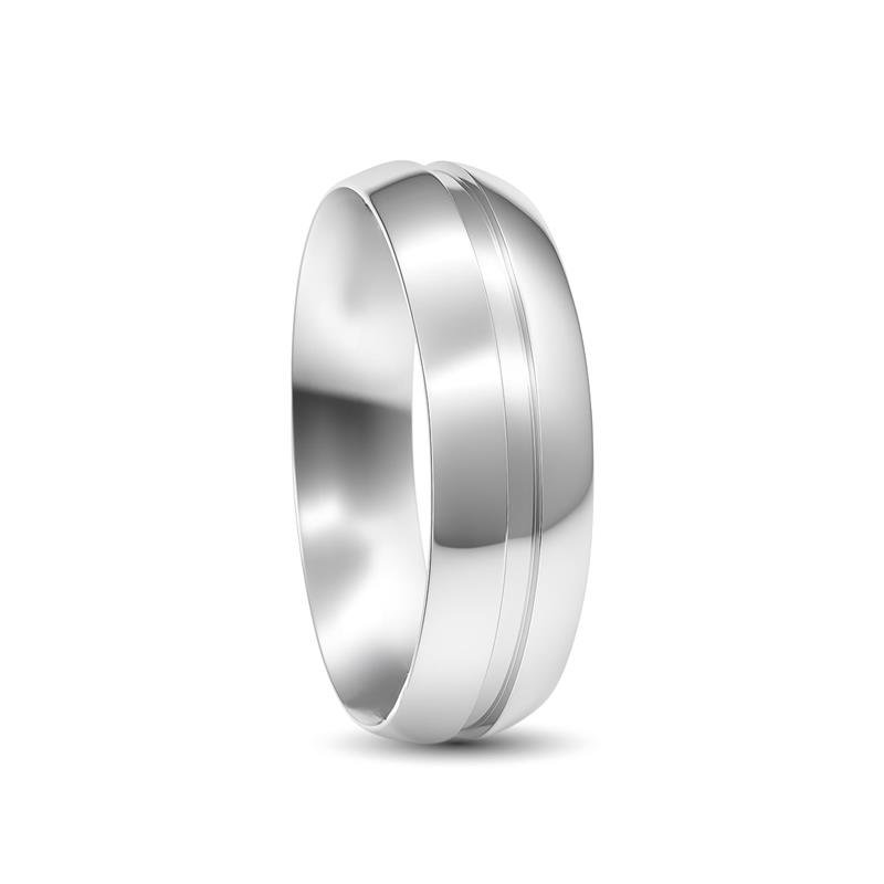 ALIANÇA DE PRATA 6,0MM ANATÔMICA ABAULADA C/ 01 FRISO 1,0MM