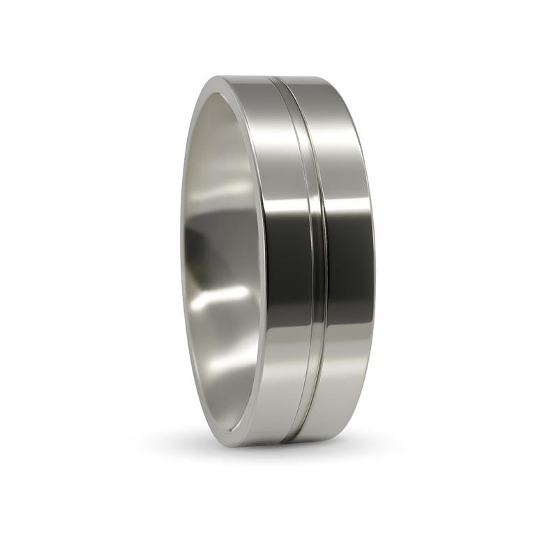 ALIANÇA DE PRATA 6,0MM ANATÔMICA QUADRADA C/ 01 FRISO 0,50