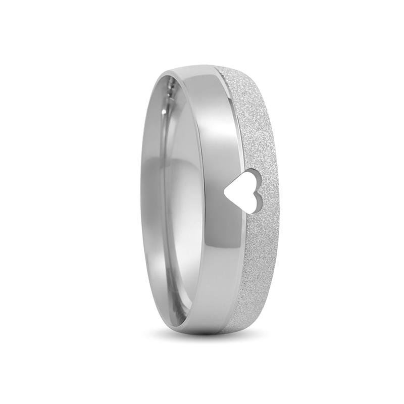 ALIANÇA DE PRATA 6,0MM ANATÔMICA ABAULADA C/CORAÇÃO