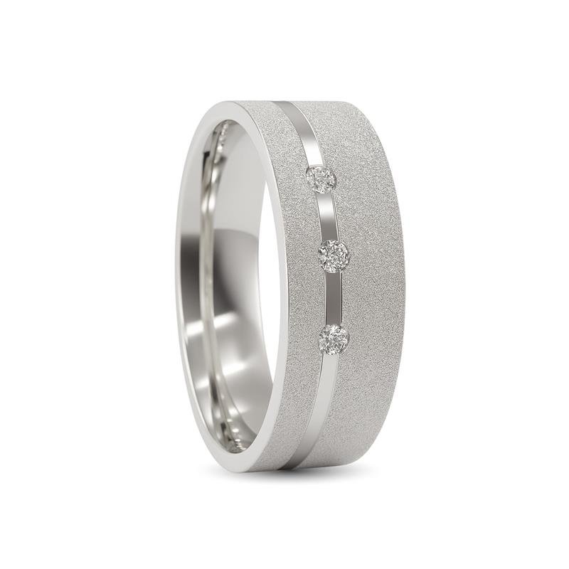 ALIANÇA DE PRATA 6,0MM ANATÔMICA QUADRADA DIAMANTADA C/01 FRISO E 03 PEDRAS