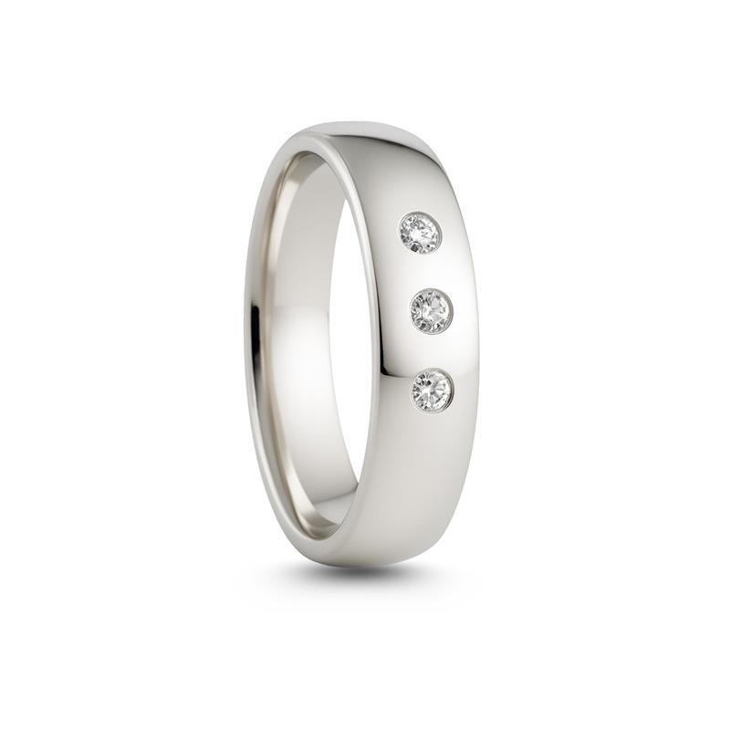 ALIANÇA DE PRATA 6,0MM ANATÔMICA ABAULADA C/03 PEDRAS