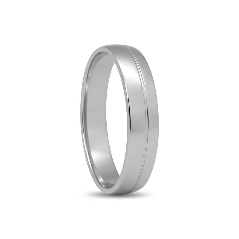 ALIANÇA DE PRATA 4,3MM ABAULADA C/01 FRISO 0,50 CENTRAL