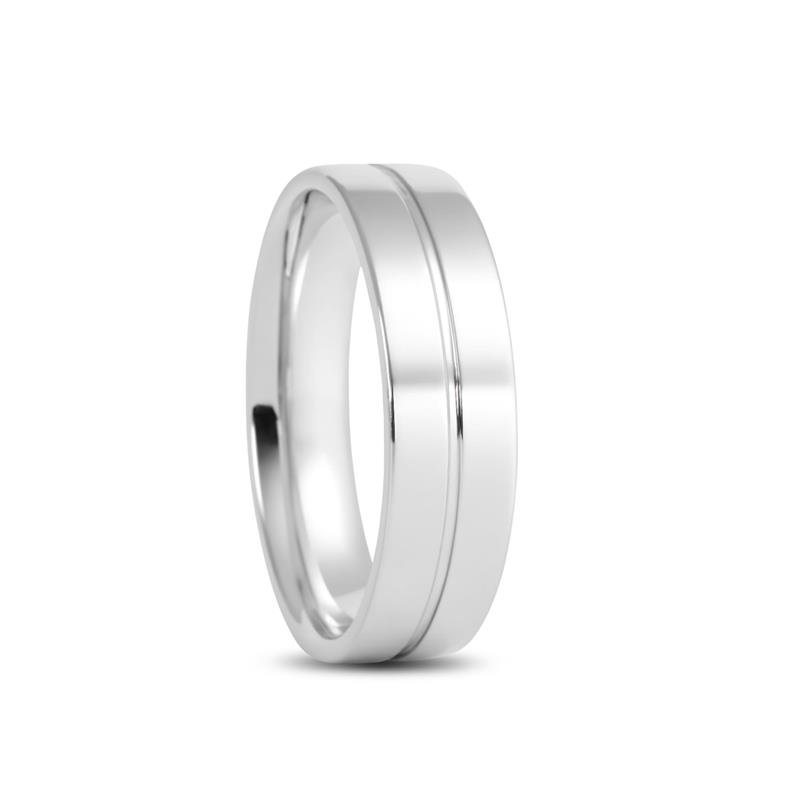 ALIANÇA DE PRATA 6,0MM ANATÔMICA QUADRADA C/ 01 FRISO O,50