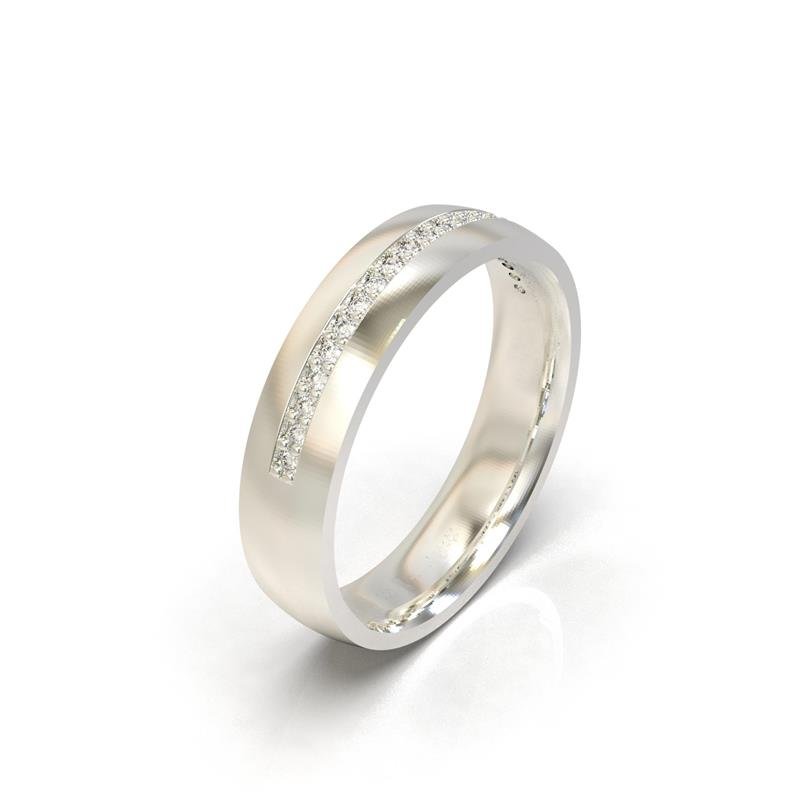 ALIANÇA DE PRATA 4,3MM ANATÔMICA ABAULADA C/20 PEDRAS