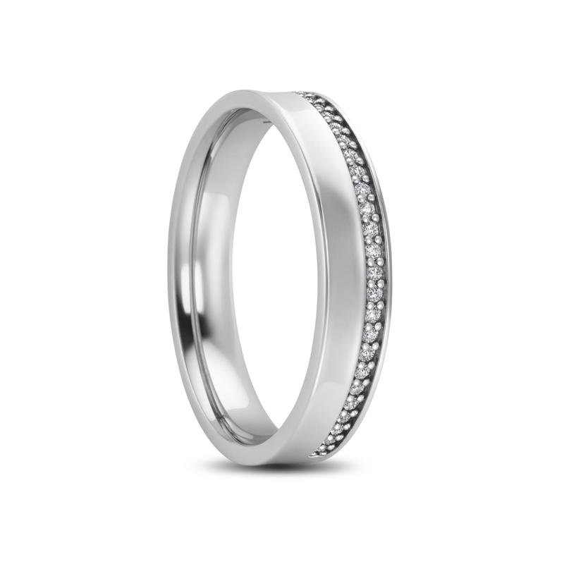 ALIANÇA DE PRATA 4,3MM ANATÔMICA CÔNCAVA C/27 PEDRAS