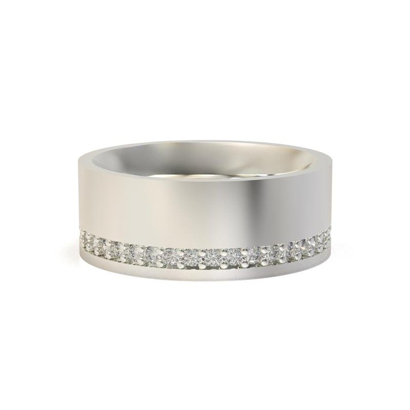ALIANÇA DE PRATA 8,0MM QUADRADA C/ 20 PEDRAS