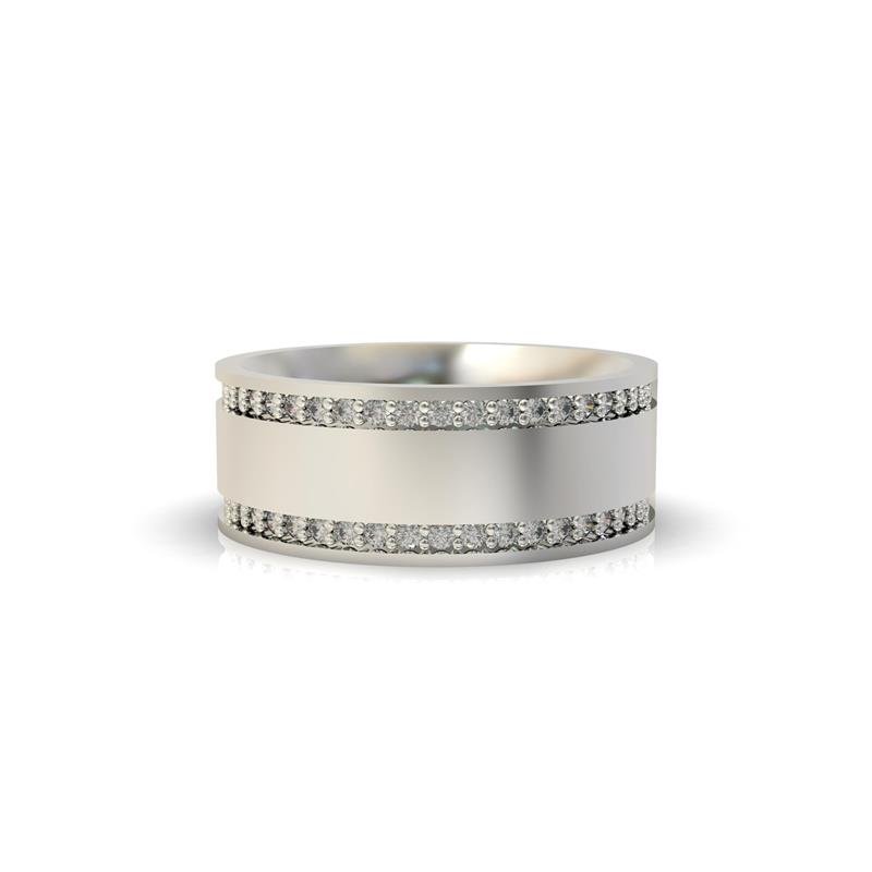 ALIANÇA DE PRATA 8,0MM QUADRADA C/ 42 PEDRAS