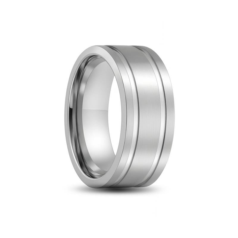 ALIANÇA DE PRATA 8,0MM ANATÔMICA QUADRADA C/02 FRISOS DE 1MM