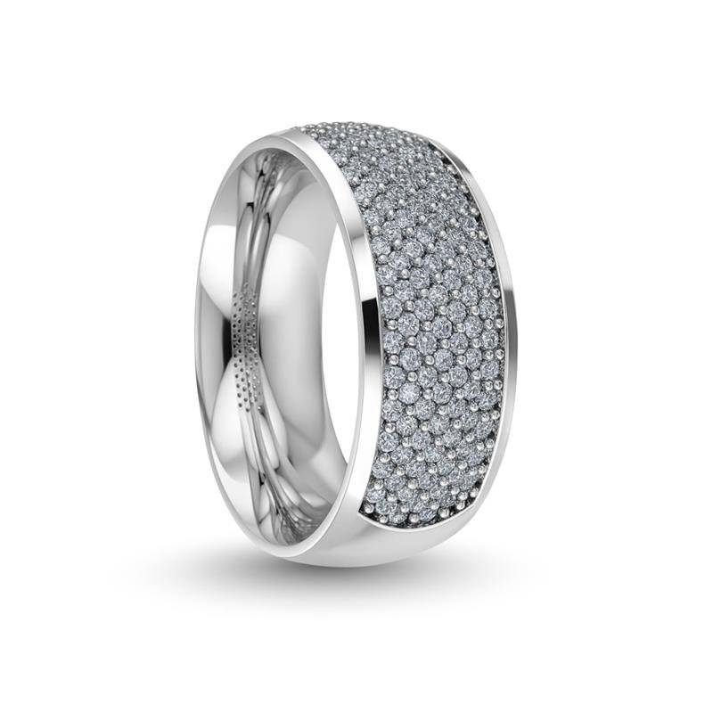 ALIANÇA DE PRATA 8,0MM ABAULADA C/88 PEDRAS