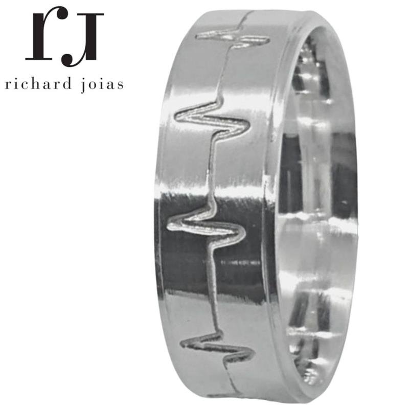 ALIANÇA DE PRATA 6,0MM QUADRADA C/BATIMENTO E LATERAL REBAIXADA