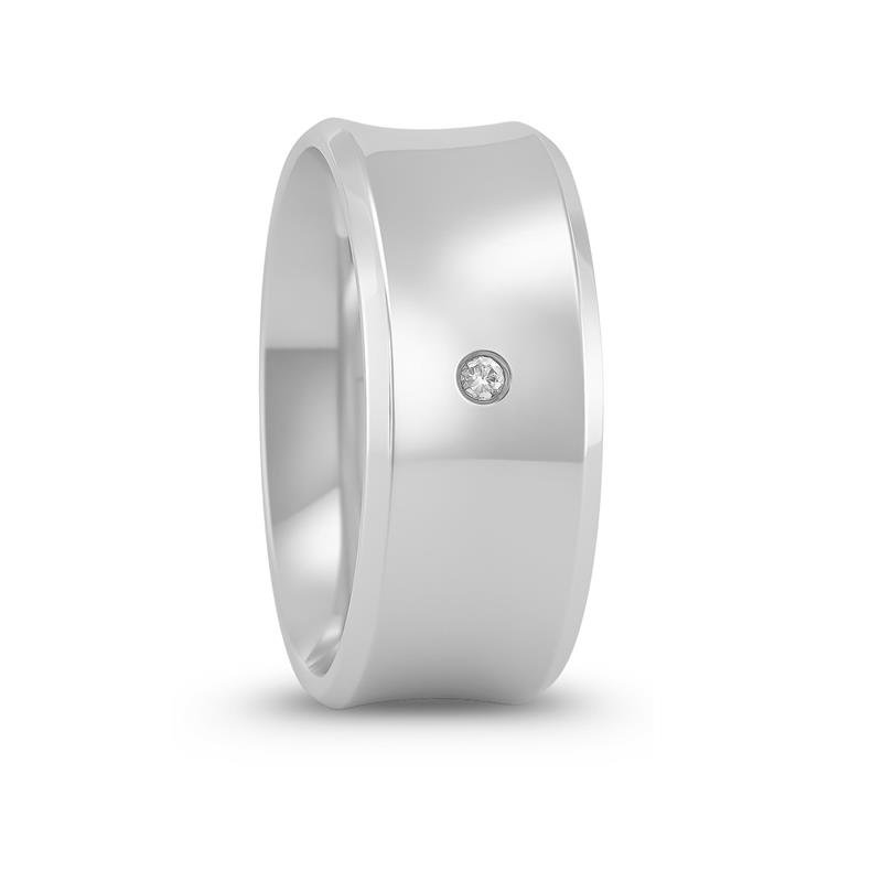 ALIANÇA DE PRATA 8,0MM ANATÔMICA CONCAVA CHANFRADA C/01 PEDRA