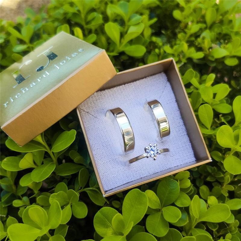 ALIANÇA DE PRATA 5,0MM ANATÔMICA QUADRADA LEVEMENTE CHANFRADA