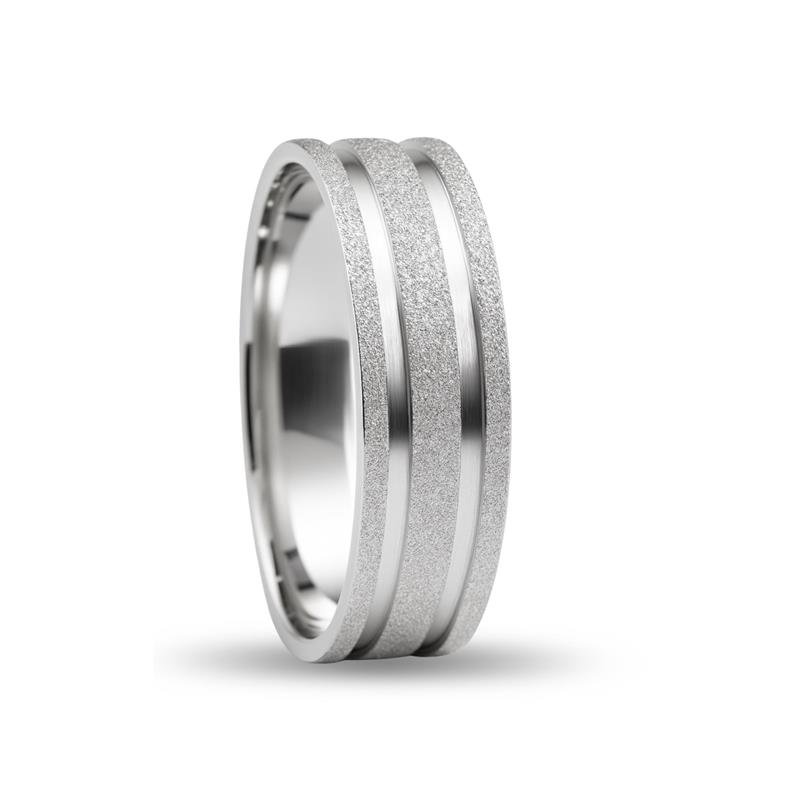 ALIANÇA DE PRATA 6,0MM QUADRADA DIAMANTADA C/INTERNO RETO E 02 FRISOS DE 1MM