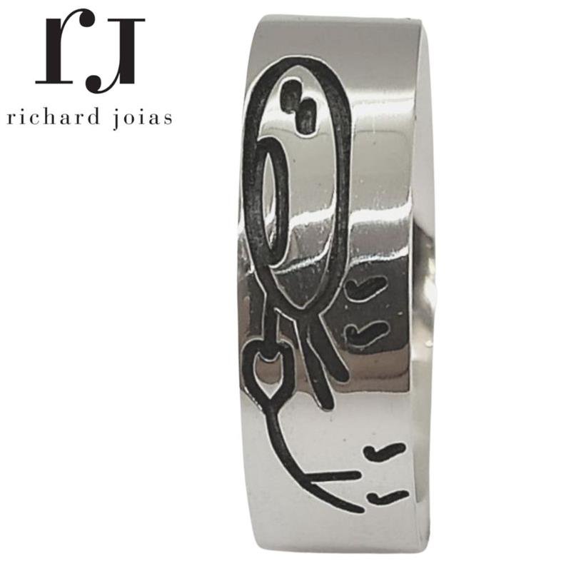 ALIANÇA DE PRATA 8,0MM ANATÔMICA QUADRADA MASCULINA PERSONALIZADA