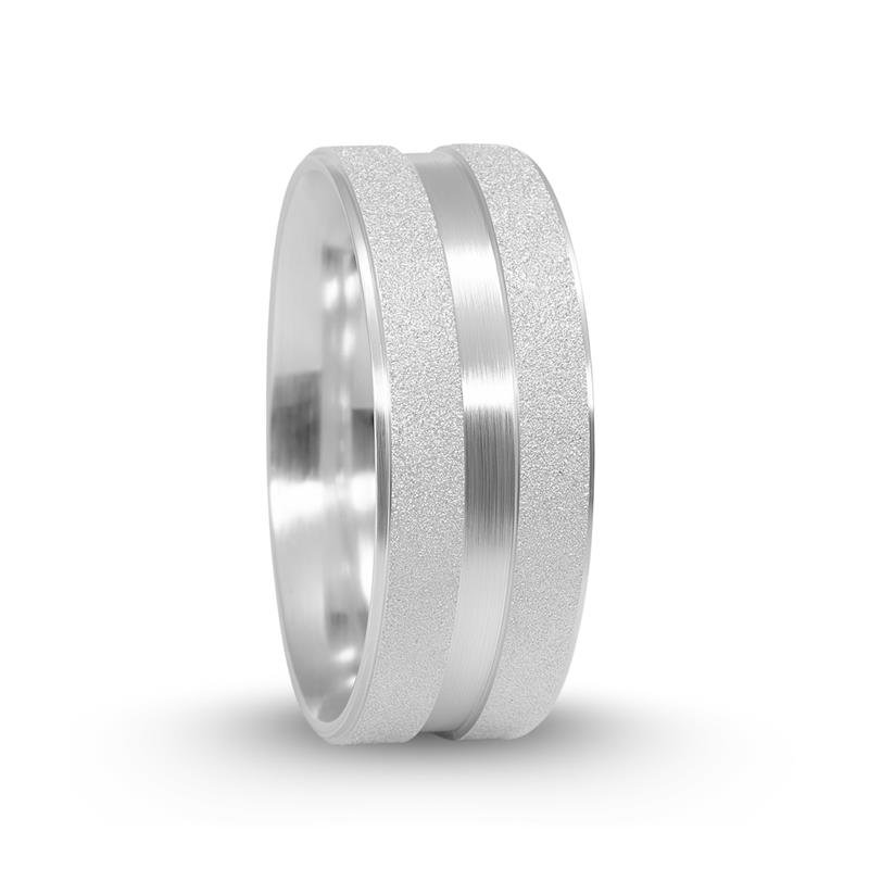 ALIANÇA DE PRATA 8,0MM ANATÔMICA QUADRADA DIAMANTADA C/01 FRISO 2MM CENTRAL