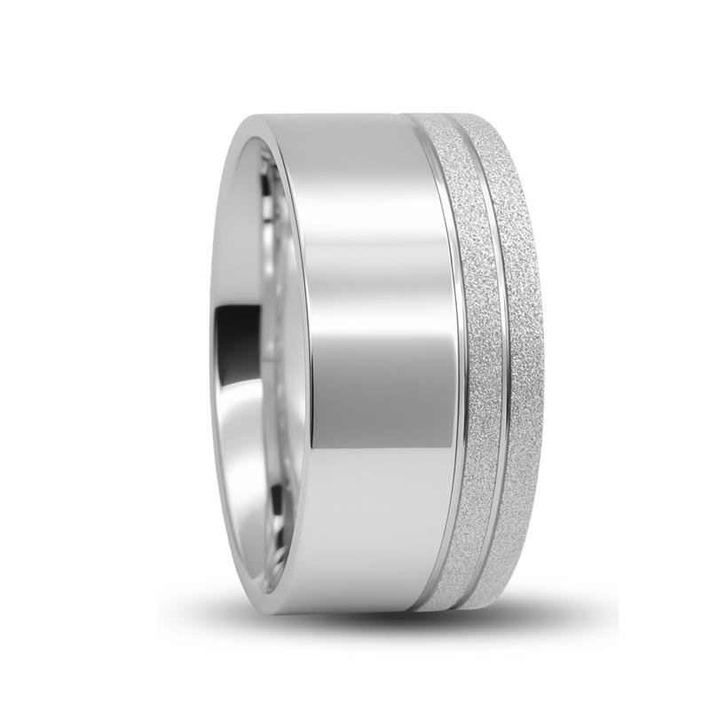 ALIANÇA DE PRATA 10MM ANATÔMICA QUADRADA DIAMANTADA C/02 FRISOS 0,50 LATERAL