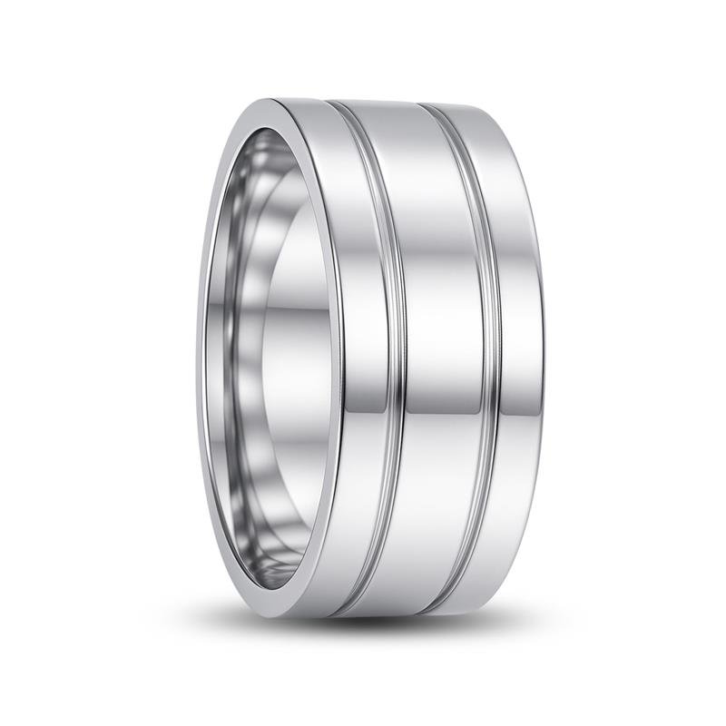 ALIANÇA DE PRATA 8,0MM QUADRADA C/ INTERNO RETO E 02 FRISOS 0,50