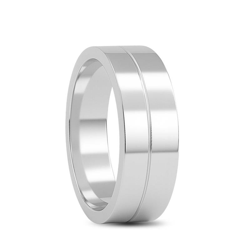 ALIANÇA DE PRATA 8,0MM QUADRADA C/INTERNO RETO E 01 FRISO 0,50