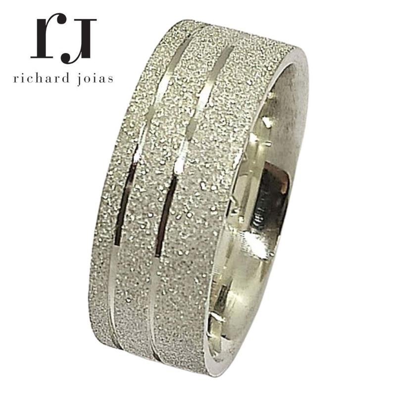 ALIANÇA DE PRATA 7,0MM ANATÔMICA QUADRADA DIAMANTADA C/02 FRISOS 0,50