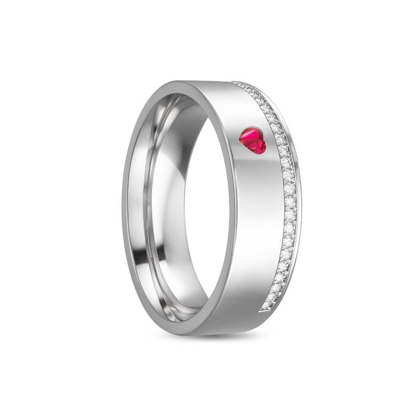 ALIANÇA DE PRATA 6,0MM ANATÔMICA QUADRADA C/ 29 PEDRAS ALTERA COR DO CORAÇÃO