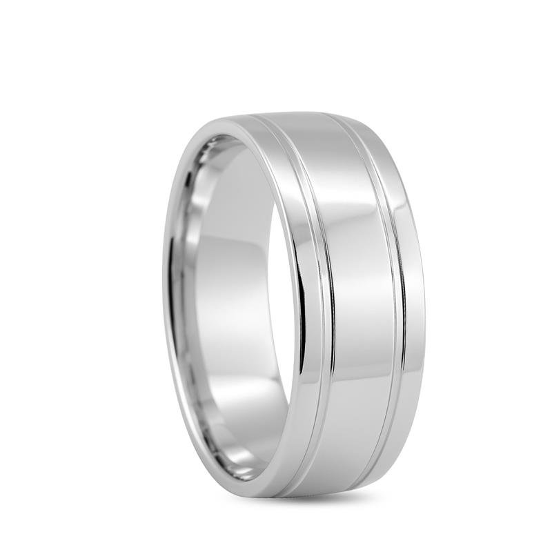 ALIANÇA DE PRATA 7,0MM SEMI-ANATÔMICA QUADRADA C/ 2 FRISOS 0,50